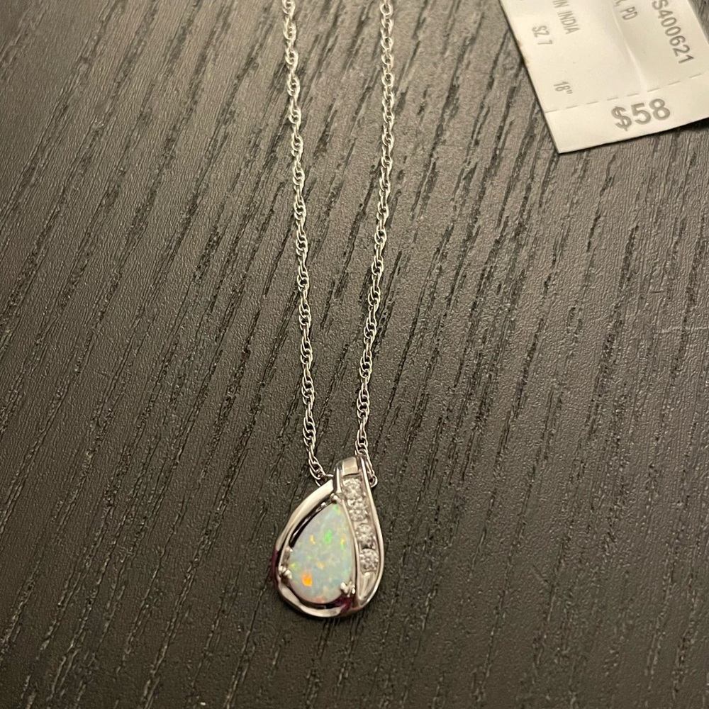 Opal and Cubic Zirconia Necklace